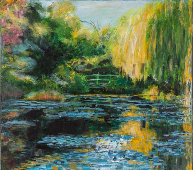 Claude Monets bro över näckrosdammen